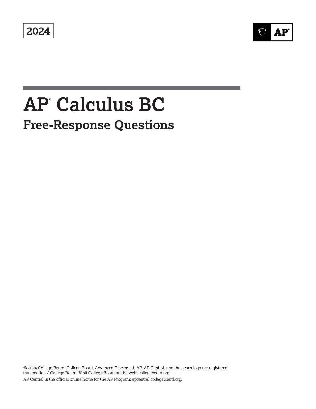 2024 AP Calculus BC Free-Response Questions