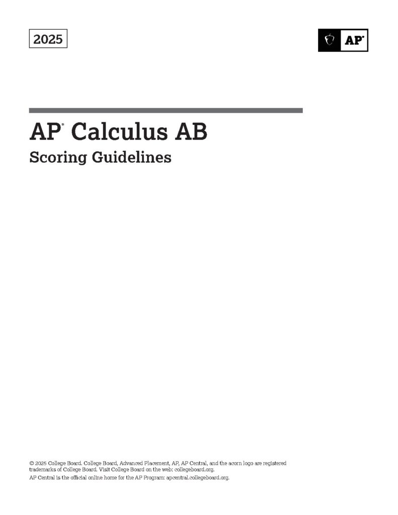 AP Calculus AB Scoring Guidelines 2025