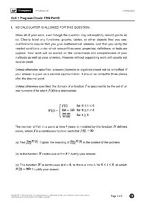 AP Calculus AB Unit 1 Progress Check FRQ Part B