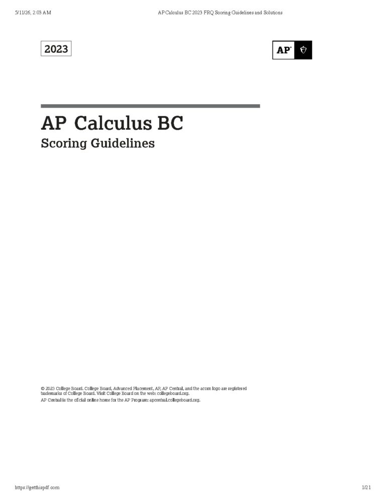 AP Calculus BC 2023 FRQ Scoring Guidelines and Solutions
