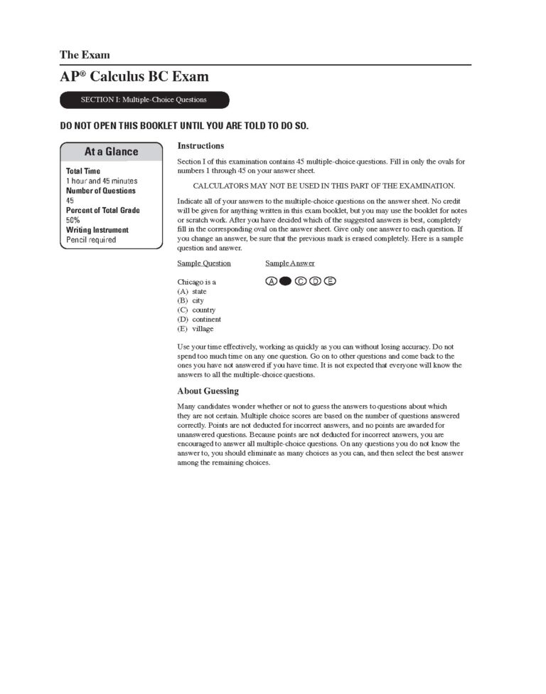 AP Calculus BC Exam Multiple-Choice Questions