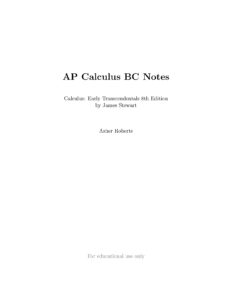 AP Calculus BC Notes by James Stewart 8th Edition