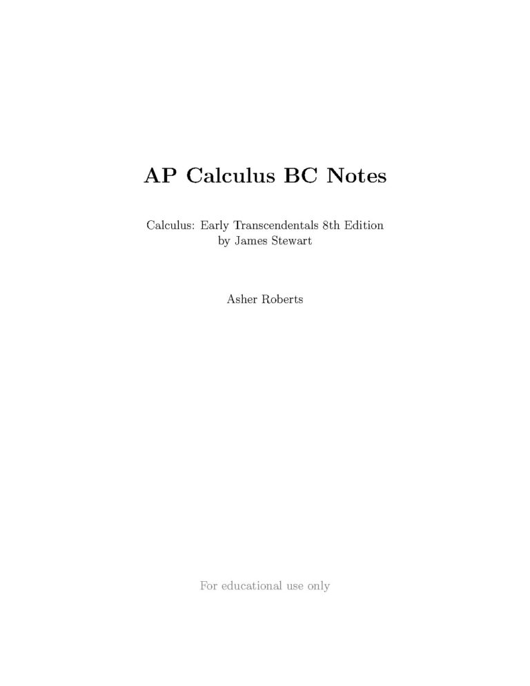 AP Calculus BC Notes by James Stewart 8th Edition