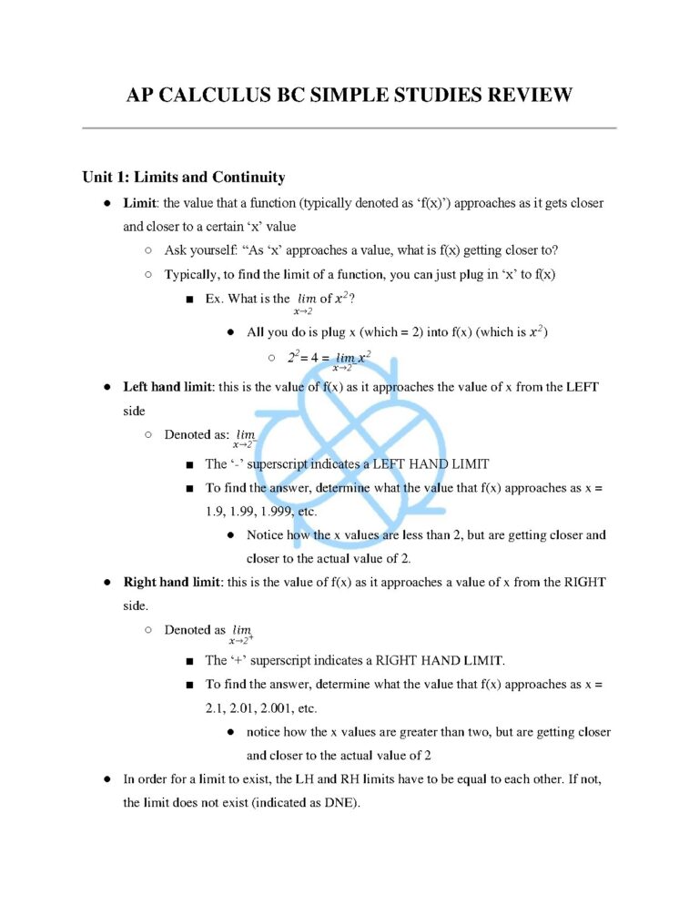 AP Calculus BC Study Review Guide