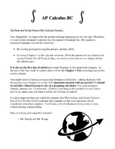 AP Calculus BC Summer Preparation Packet