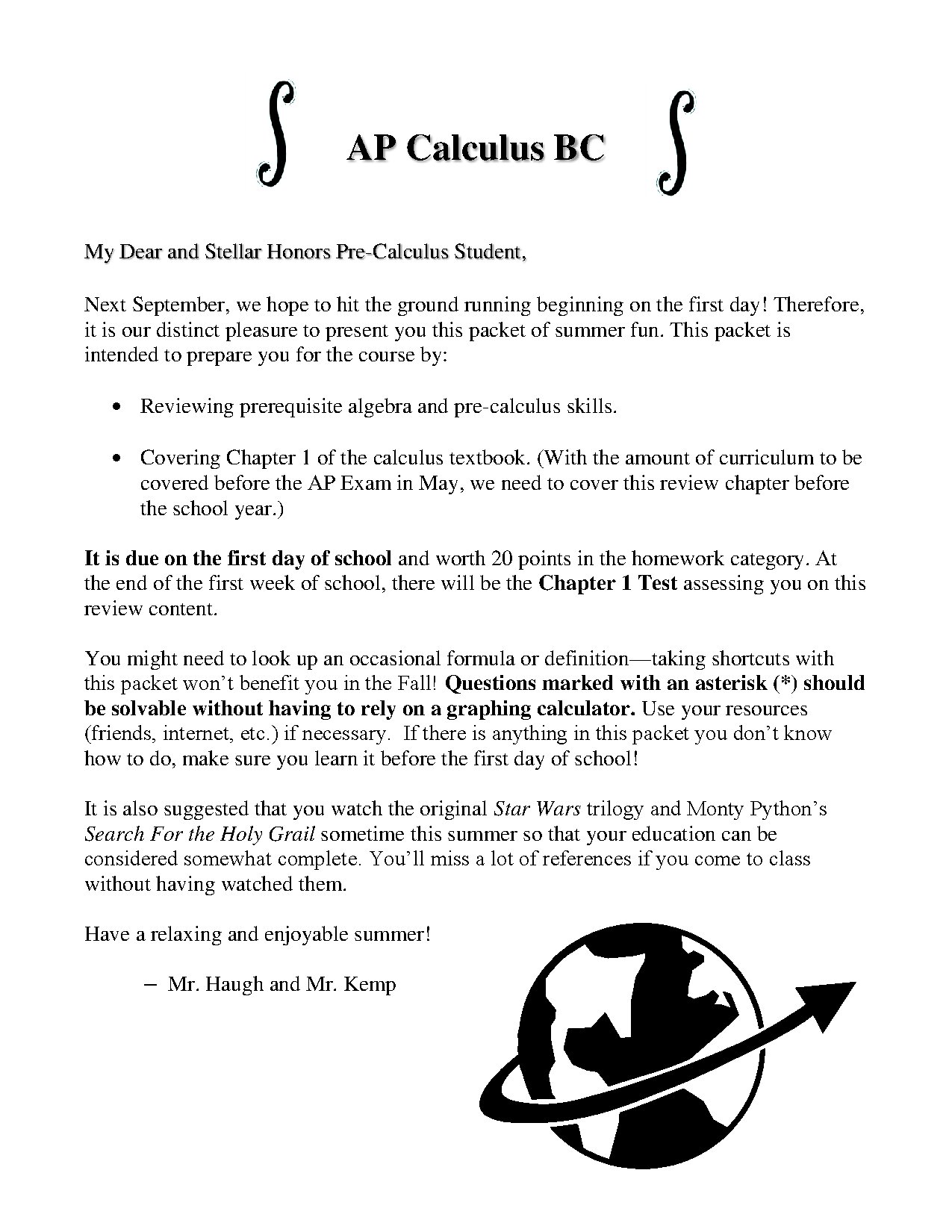 AP Calculus BC Summer Preparation Packet