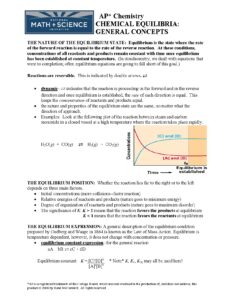 AP Chemistry Chemical Equilibria Concepts and Exercises