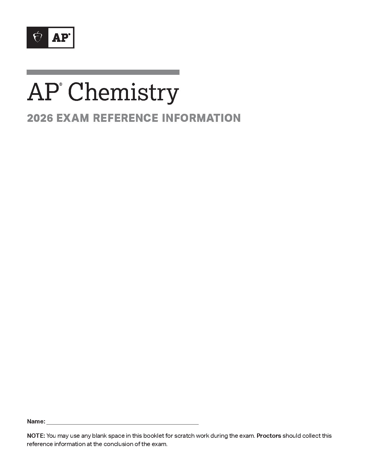 AP Chemistry Equations and Constants Reference Sheet