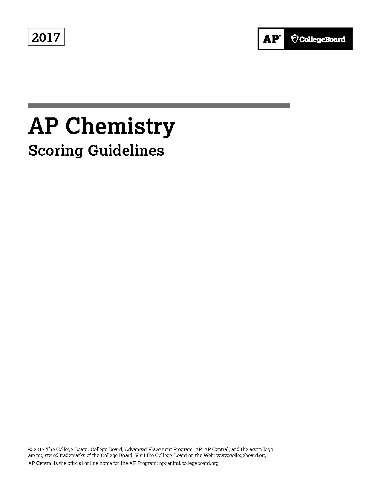 AP Chemistry Scoring Guidelines 2017