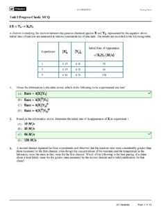 AP Chemistry Unit 5 Progress Check MCQ Answers 2024