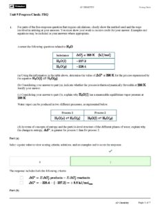 AP Chemistry Unit 9 Progress Check Free Response Guide