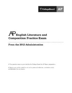 AP English Literature Practice Exam 2012