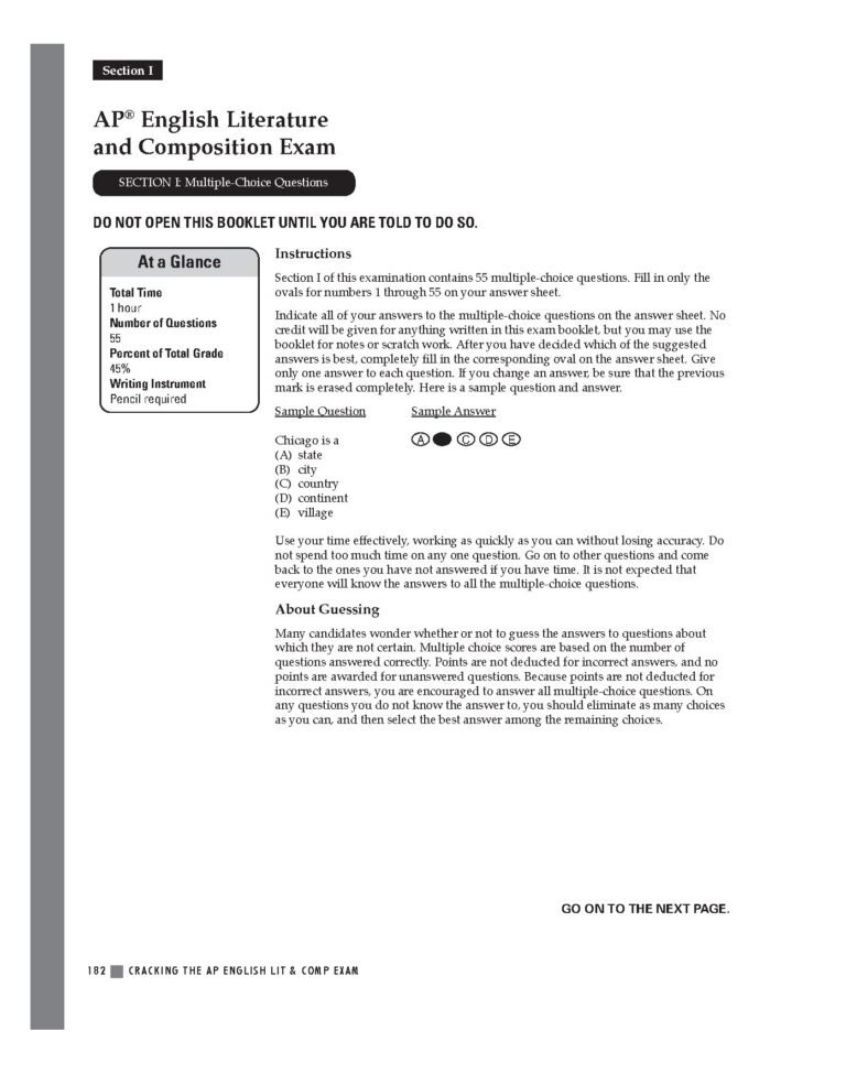 AP English Literature and Composition Exam Overview