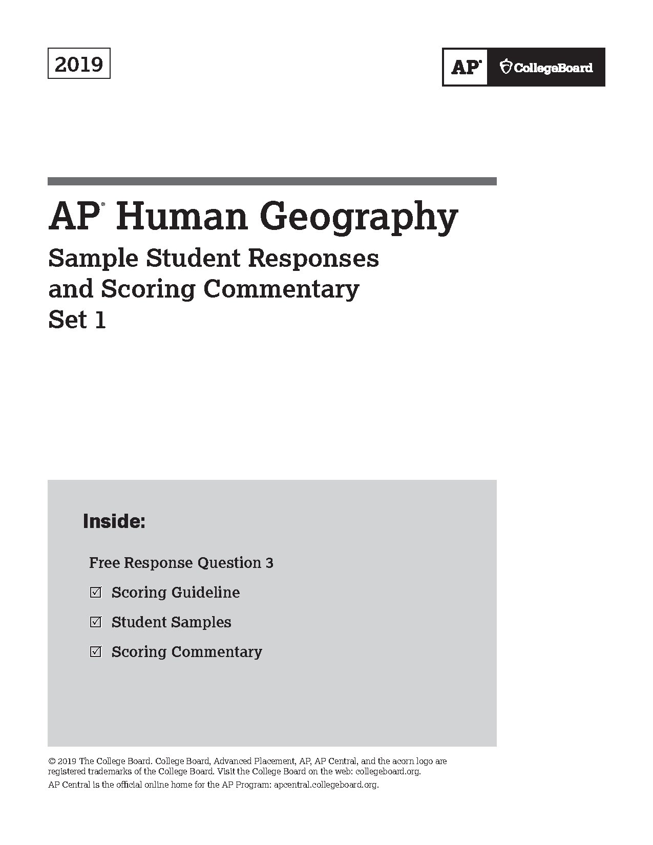 AP Human Geography 2019 Free Response Question 3 Scoring Guide