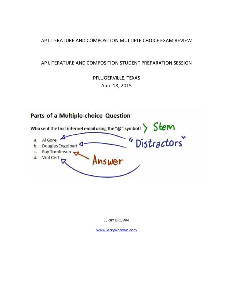 AP Literature and Composition Multiple Choice Exam Review
