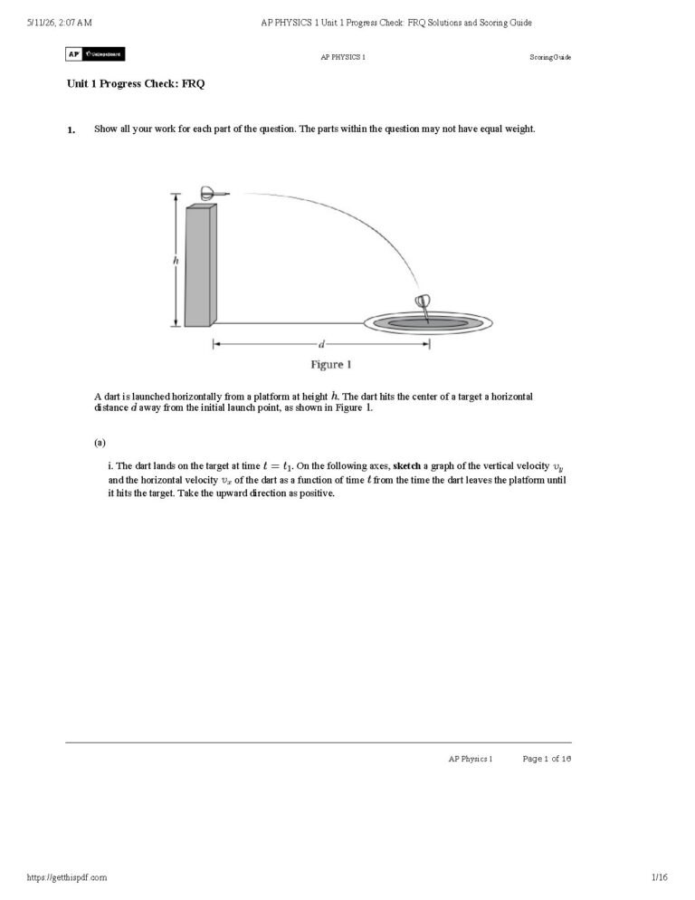 AP Physics 1 Unit 1 Progress Check FRQ Solutions Guide