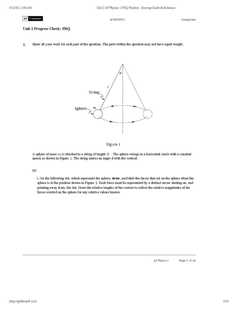 AP Physics 1 Unit 2 FRQ Practice Scoring Guide and Solutions