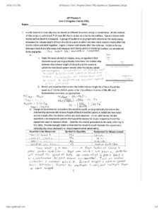 AP Physics 1 Unit 5 Progress Checks FRQ Answers