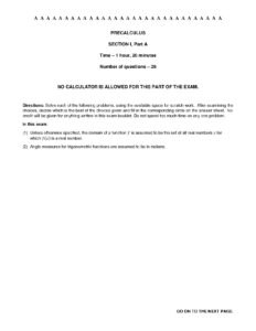AP Precalculus Practice Exam 1