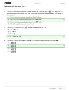 AP Precalculus Unit 1B Multiple Choice Answers