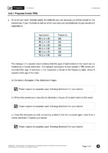 AP Statistics Unit 1 Progress Check Free Response Questions