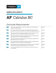 SAMPLE SYLLABUS #1 AP Calculus BC