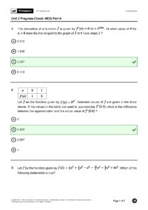 Unit 2 Progress Check MCQs Part A AP Calculus Answers